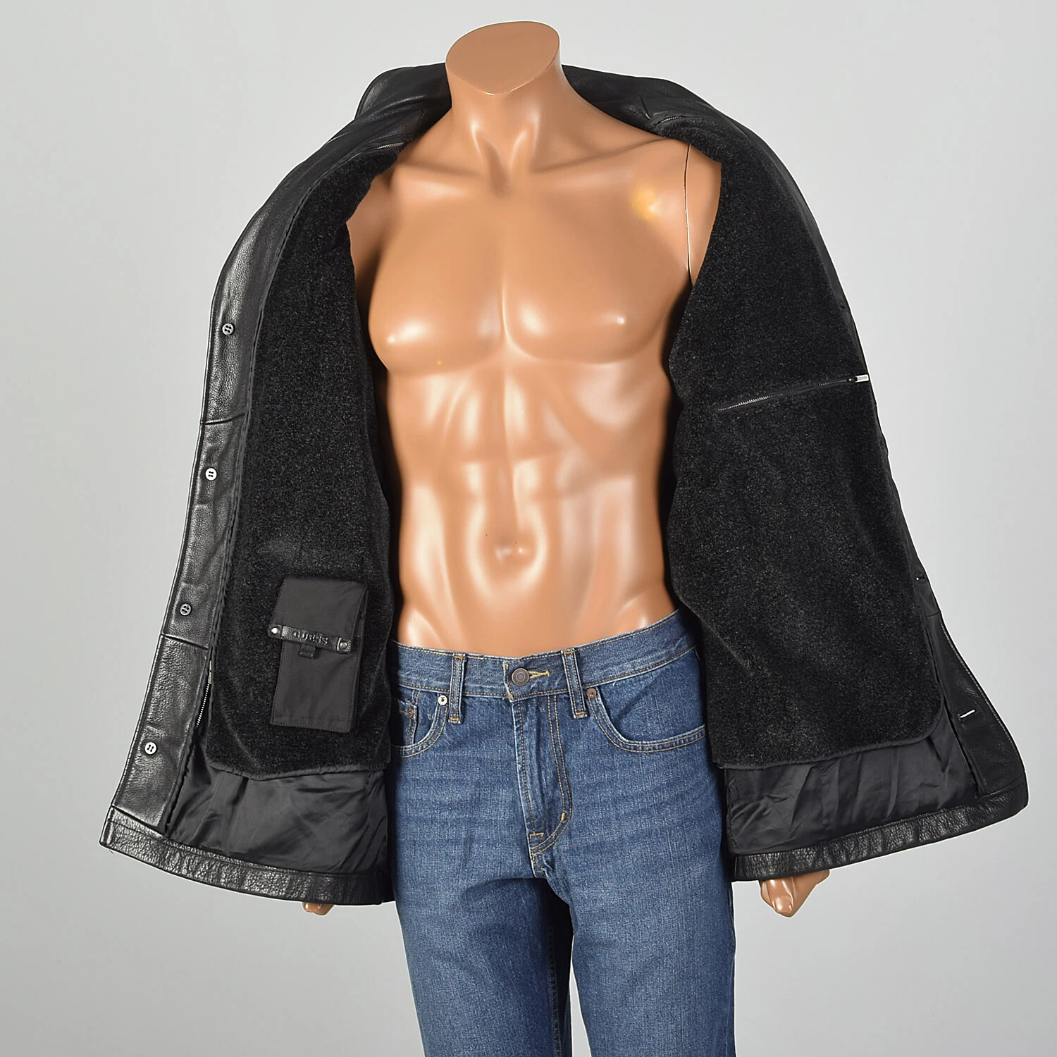 guess heavyweight winter zip fuzzy liner coat vtg jacket