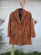 Vintage 60s MCM Terry Cloth Coat - Towel Swim Cover Up - Size S - Brown - RARE