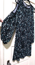 FLASH SALE! Apt 9 STRETCHY Dress Small Speckled Green Black Cold Shoulder Sleeve