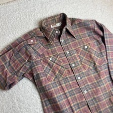 70s Montgomery ward men's flannel cotton blend work pocket long sleeve L
