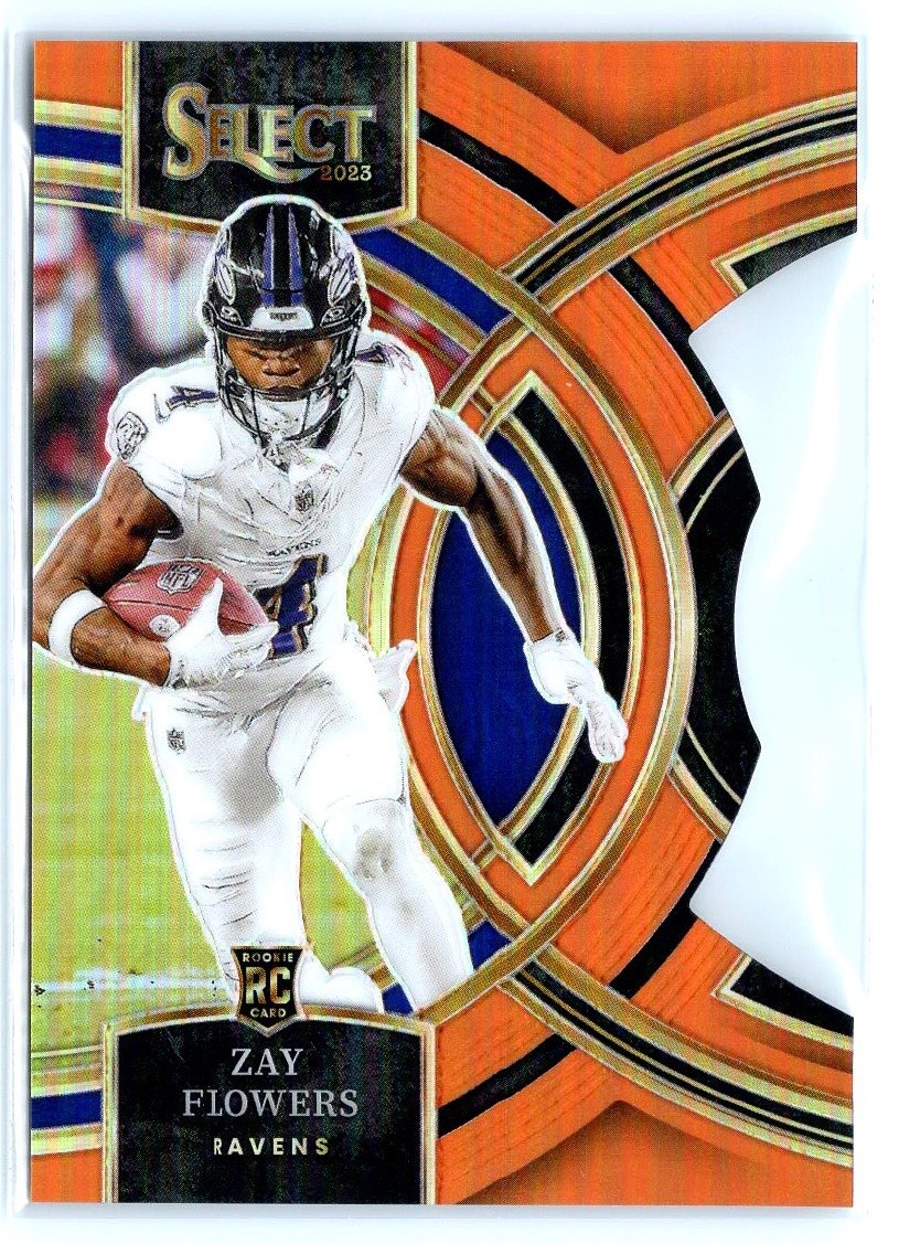 2023 Panini Select #157 Zay Flowers Orange Prizms Die Cuts #/399