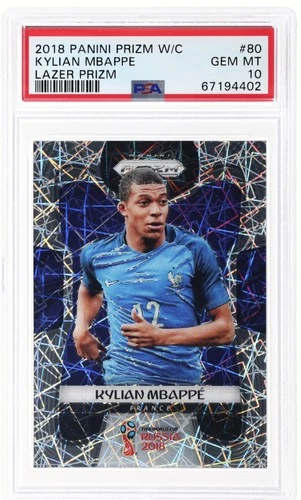 2018 PANINI PRIZM Kylian Mbappe #80 Lazer Prizm World Cup France RC PSA 10