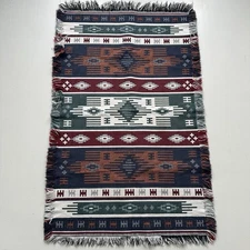 Southwestern Aztec Tribal Blanket Lap Throw Fringe 43x26 Colorful