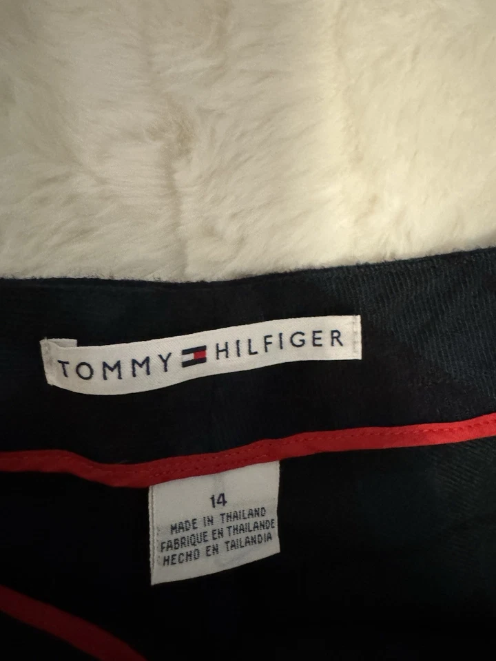 Tommy Hilfiger Niñas Pantalones a Cuadros Talla 14 Negro Reloj Verde Azul Marino Estilo Preppy Foto 2 de 4