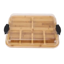 Charcuterie Board With Built In Compartments Clear Locking Lid Dual Sided Ba HPT
