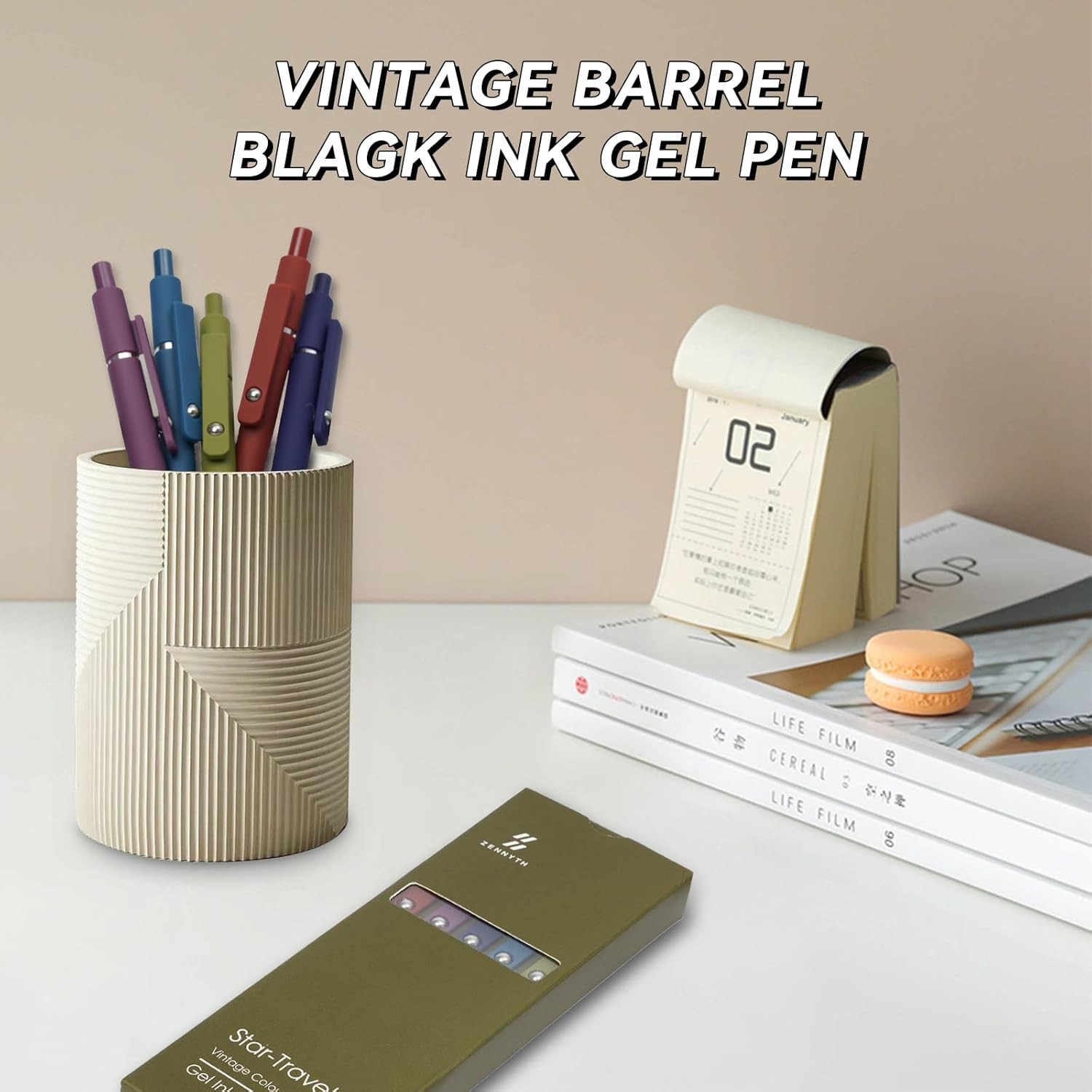 Gel Pens 5 Pcs 0.5mm Quick Dry Black Ink Smooth Writing Retractable Pen Set