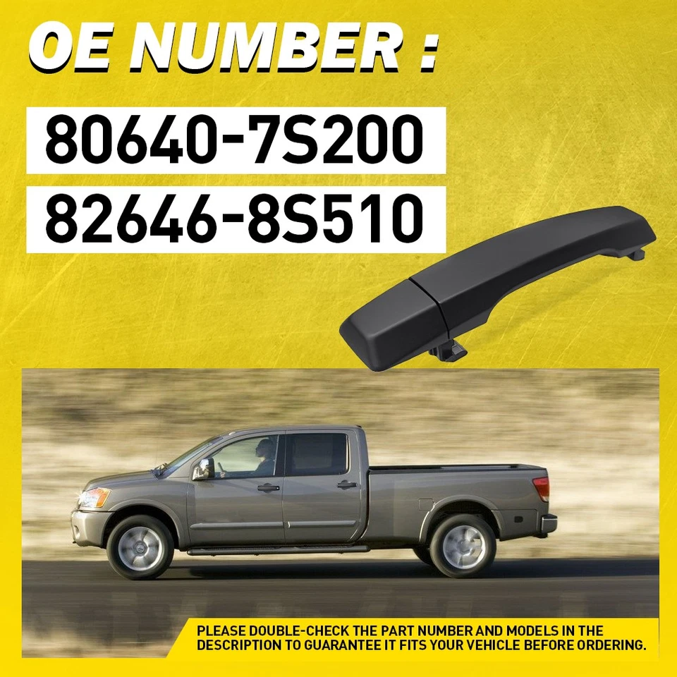 For Nissan Titan 2004-2018 Exterior Outside Door Handles Rear Left Right Black - Image 2 of 4
