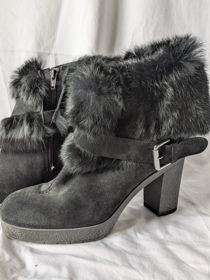 HOOPERS. Bottines daim noir à talon. Fourrure. Quasi neuf. Taille 41 - Photo 4/4
