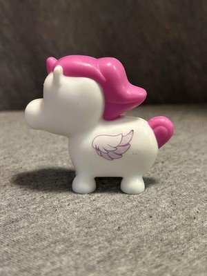 Adopt me Kawaii Cute Unicorn Figure White Pink Mane Heart Eyes Small Vinyl Toy