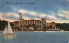 Vinoy Park Hotel ~ St Petersburg Florida FL ~ sailboat ~ mailed 1963 postcard