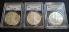 (Lot of 3) 2010 $1 American Silver Eagle PCGS MS70 First Strike *Flag Label*