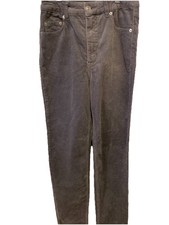 H M Divided Grey Corduroy Pants Sz 2 High Waisted Stretch Straight Leg Bin Z