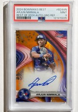 2024 Bowman’s Best Arjun Nimmala Orange Refractor Auto 25 /25 PSA 9 Blue Jays