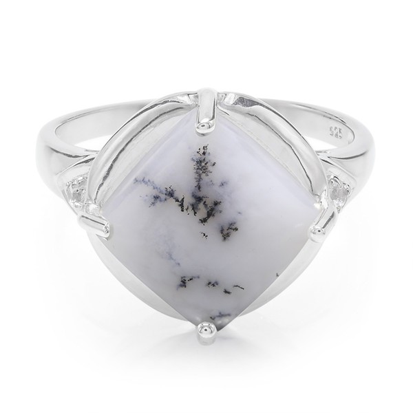 Cavill Silberring Damen 3,51Ct Dendriten Achat WeißEr Topas 925 Silber-image