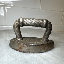 Antique Miniature Cast Iron Sad Iron Toy Salesman Sample Twist Rope Handle 3.5  