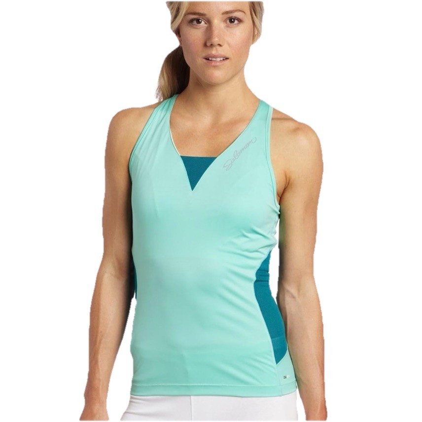 Canotta donna nuova con etichette Salomon ActiLite Whisper III Twinskin L Celadon verde chiaro