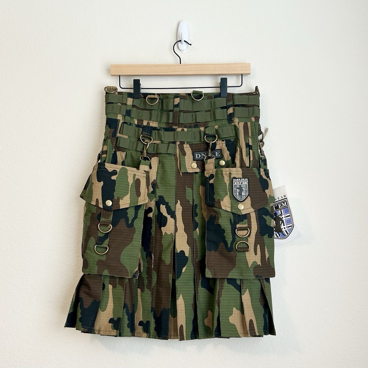 New Damn Near Kilt 'Em Men's 31” Tactical Utility Kilt Woodland Camo  Military