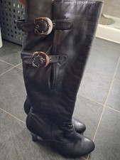 Gorgeous Super Soft Black Real Leather Long Boots Size 40 UK 7 Marco Tozzi