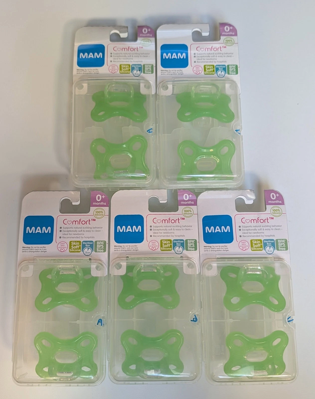 5 - 2 Pks. MAM Comfort Infant Baby Binky Pacifier 0+ Months - 10 Total
Opens in a new window or tab
