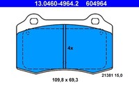 ATE Bremsbelagsatz, Scheibenbremse 13.0460-4964.2 FüR CitroËN DS Jaguar Jeep