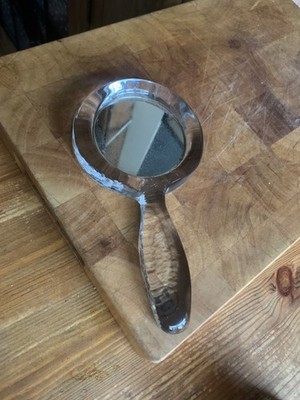 60er Jahre Pukeberg Glas Handspiegel. Schwedisch.  Melierung zum Spiegel