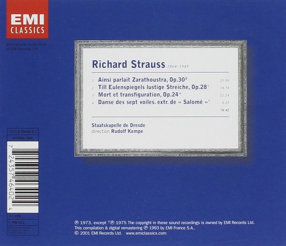 Rudolf Kempe Ainsi Parlait ZarathoustraTill Eulenspiegels Lusti (CD) (UK IMPORT) - Image 2 of 2