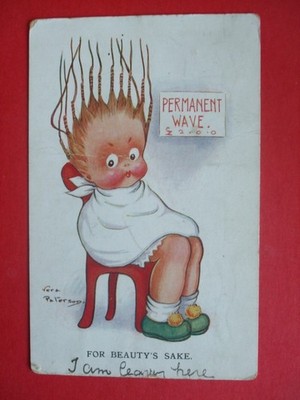 20er Vera Paterson Comic MODE PERMANENTWELLE UM DER SCHÖNHEIT WILLEN HAARE AM ENDE
