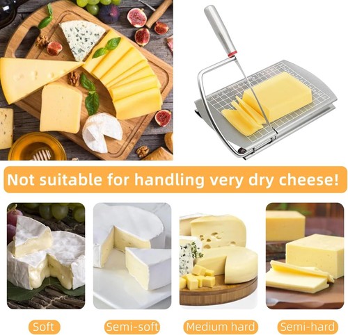 Cheese Slicer Cutter Board Stainless Steel Wire Cutting Hand Tool w/Size Scale - Picture 14 of 14
