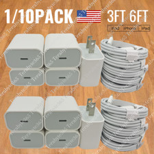 1/10Pack 20W USB-C PD Fast Charger Adapter Cable For iPhone 14/13/12/11 Pro Lot
