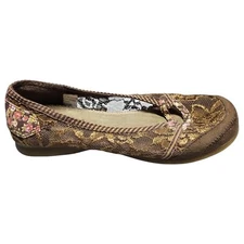 Gitano Clumsy Shoes Womens Size 7 Brown Floral Lace Comfort Round Toe Slip On