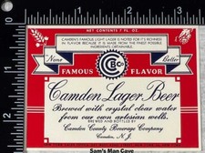 Camden Lager Beer Label - NEW JERSEY