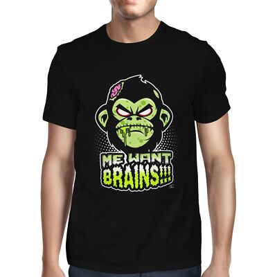 1Tee Herren T-Shirt Zombie Monkey, Me Want Brains