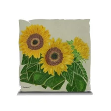 Sunflower Art Throw Pillow 14”.  This Is from my colored pencil artwork Sundance
