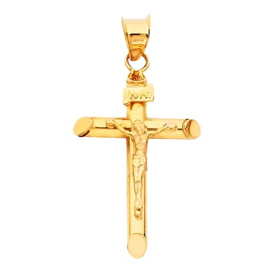 Bright Polish Cross Charm Jesus 14k 