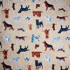 Dog Fabric Dog Lover Dog Breeds Joan Messmore for Cranston 3/4 YARD 100 Cotton