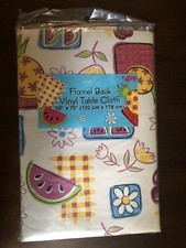 Vintage Summer Vinyl /Flannel Back Tablecloth 52  X 70  - New Sealed