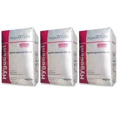 3 x Hygedent Chromatic Dental Regular Set Mint Dust Free Impression Alginate