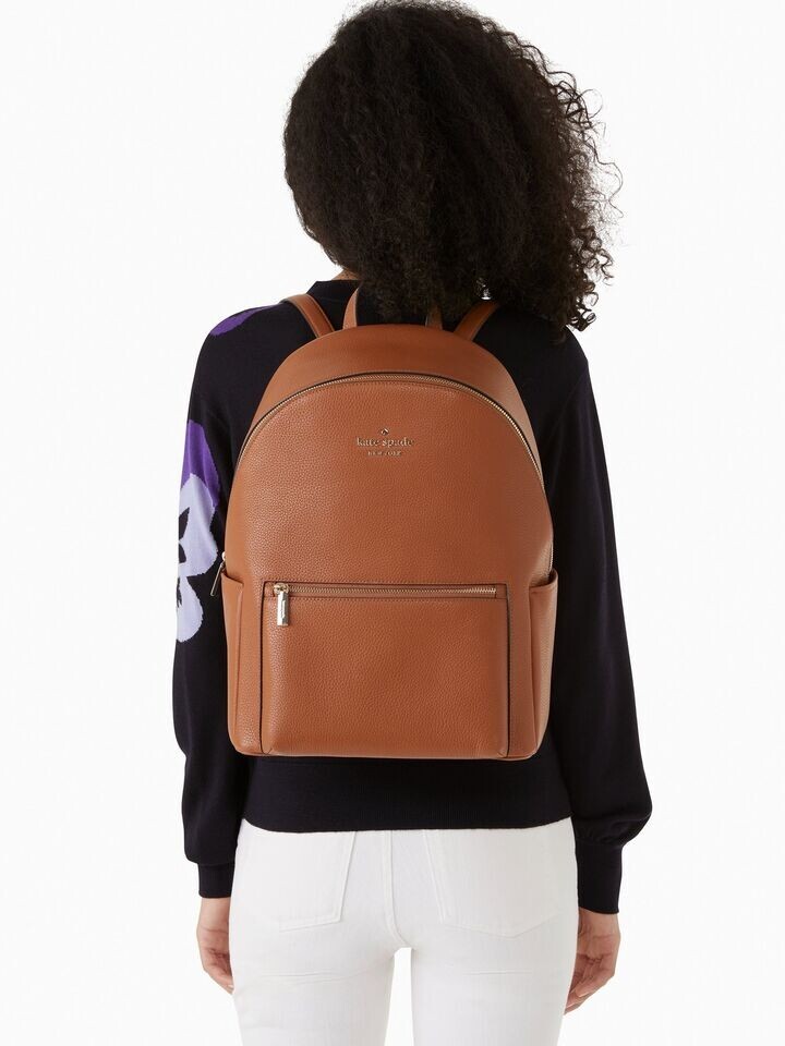 NWB Kate Spade Leila Large Dome Backpack Brown Leather KA742