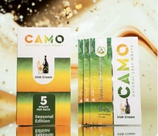 Camo Wraps Natural Irish Cream Self Rolling Herbal Wraps Full Box of 25 Pouches