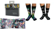 Mens The Joker 2pk socks & Travel Card Holder Set Fathers Day Christmas Gift