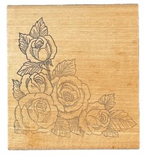 Large Roses Flower Plant Corner Border Nature Garden Wood Rubber Stamp