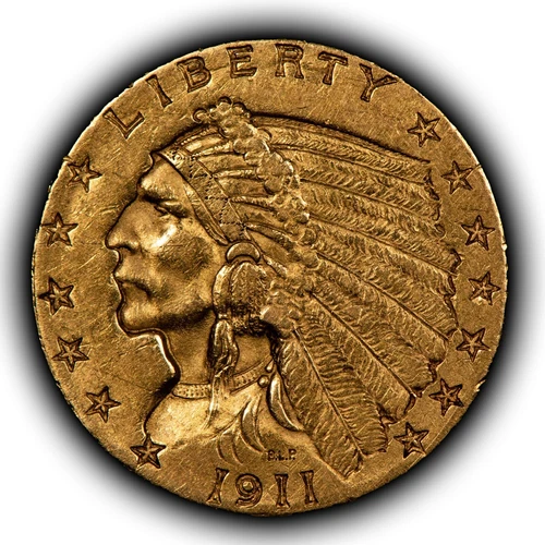 1911 G$2.50 Indian Head Gold Quarter Eagle - Luster - AU - SKU-G5182