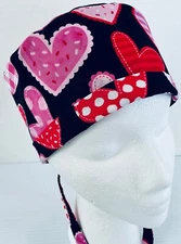 Valentine’s Day Lined Medical Skull Scrub Cap Surgery, Chef Chemo Hat