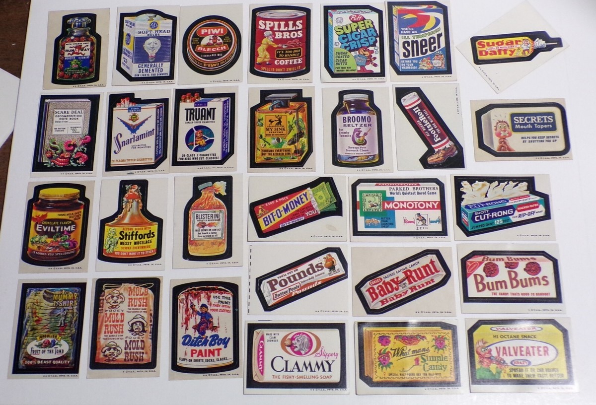 1974 Original Wacky Packages 29 Unique Assorted Sicker Cards