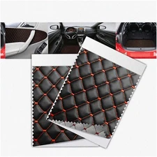 Diamond Stitched Red Leather Car Upholstery: Premium 55" x