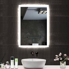 Illuminated Bathroom Mirror With LED light Shaver Socket Bluetooth Demister