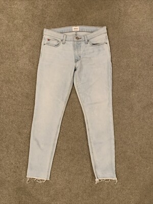 Hudson Jeans Womens 27 x 26 Ankle Krista Super Skinny Low Rise Lt Wash Raw  Hem