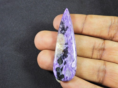 CABUJÓN PERA NATURAL PÚRPURA CHAROITE HECHO A MANO PIEDRA PRECIOSA SUELTA 18X28X06 MM - Imagen 2 de 7