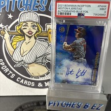 Heston Kjerstad 2021 Bowman Inception Autograph Auto Blue Foil /99 PSA 9