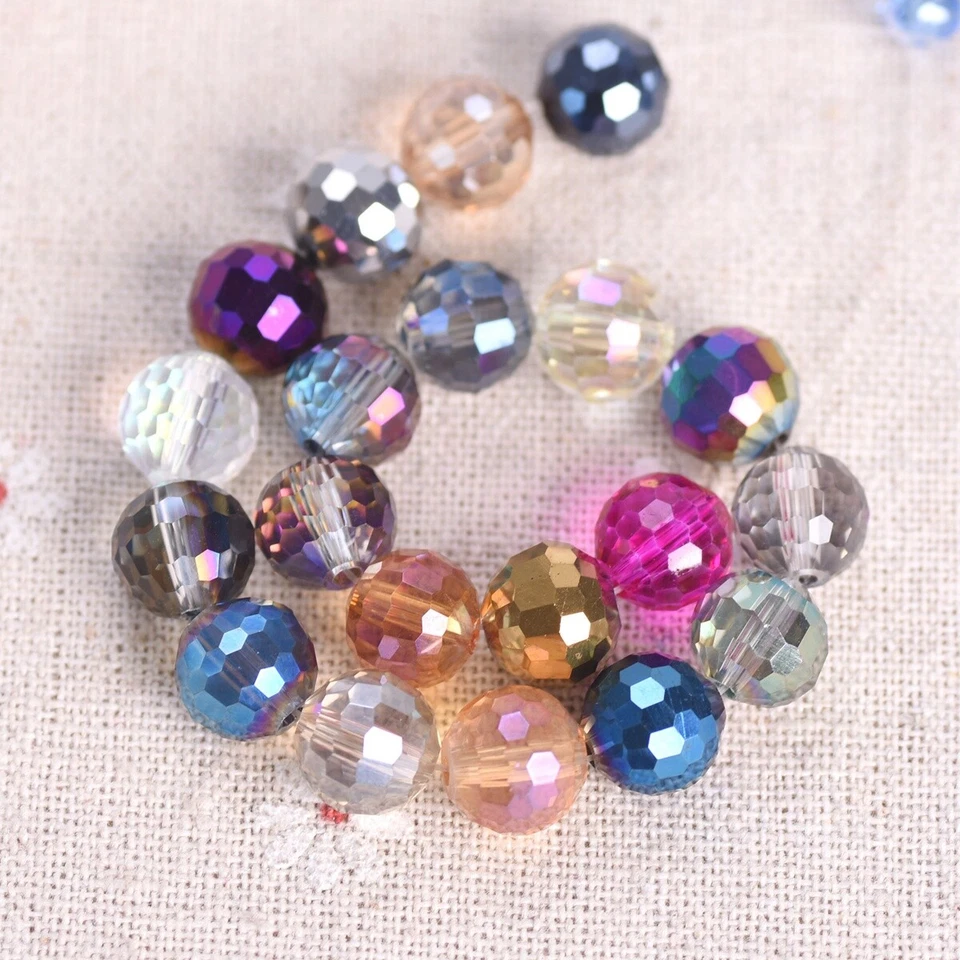 Colorful Plated Round Disco Ball 6mm 8mm 10mm 12mm 96 Facets Crystal Glass Beads - Image 3 of 4